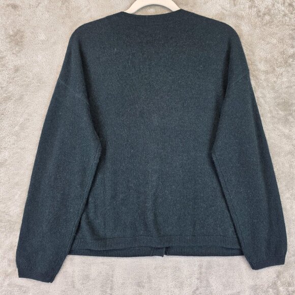 C by Bloomingdale's Cardigan Sweater Womens Medium Dark Green Cashmere Button Up - Picture 10 of 10